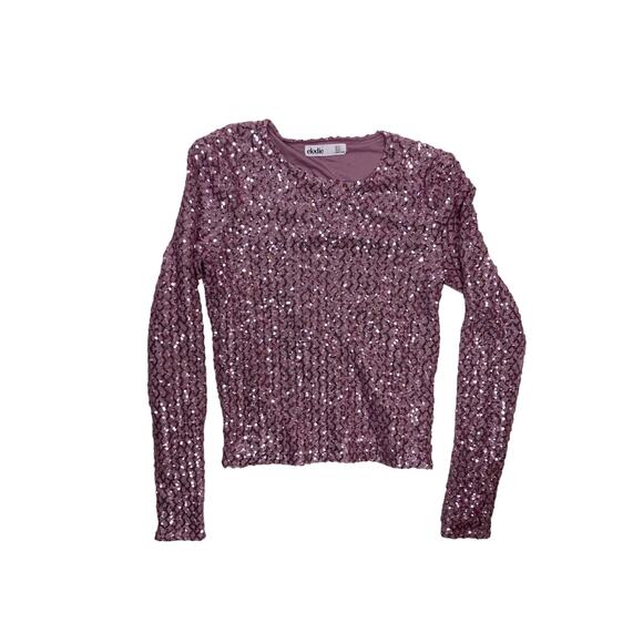 Elodie Pink Sequin Y2K Top Women’s Medium – Sparkly Party Long Sleeve - Picture 1 of 4